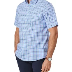 Flash Sale ❤️ Gazman Easy Care Check Short Sleeve 👕 Shirt In Blue 🥰