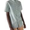 Best Pirce 🛒 Lacoste Short Sleeve Gingham Poplin 👚 Shirt In White/Green 🧨 -Industrie Shop unnamed file 335