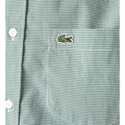 Best Pirce ???? Lacoste Short Sleeve Gingham Poplin ???? Shirt In White/Green ???? -Industrie Shop unnamed file 340