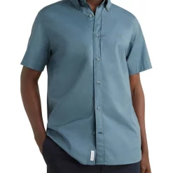 Best deal 🧨 Tommy Hilfiger Natural Soft Poplin Short Sleeve 👕 Shirt In Mercury Marine ✨