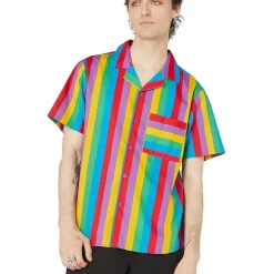 Hot Sale 👏 Dangerfield Rainbow Stripe Short Sleeve 👚 Shirt Rainbow 👍
