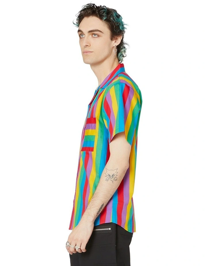 Hot Sale π Dangerfield Rainbow Stripe Short Sleeve π Shirt Rainbow π 5 Hot Sale π Dangerfield Rainbow Stripe Short Sleeve π Shirt Rainbow π - Image 3