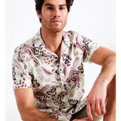 Deals 💯 Maddox Belongil Linen Blend Print Short Sleeve 👕 Shirt In Ecru 🛒 -Industrie Shop unnamed file 38