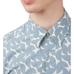 Deals 🤩 Ben Sherman Geo Block Print Short Sleeve 👚 Shirt In Blue 🎉 -Industrie Shop unnamed file 389