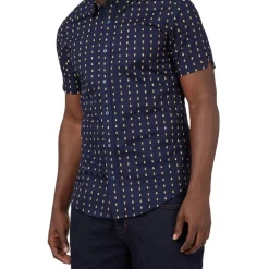 Cheapest 🎁 Ben Sherman Chevron Print Short Sleeve 👚 Shirt In Marine 🛒