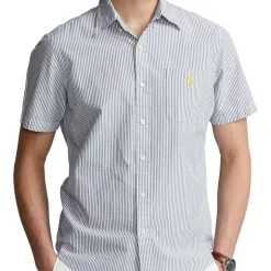 Cheapest ⭐ Polo Ralph Lauren RL Prepster Classic Fit Seersucker 👕 Shirt In Blue 🥰