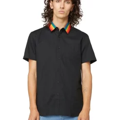 Outlet 👏 Dangerfield Collar Rainbow Stripe 👕 Shirt Black 💯