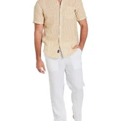 Discount โ๏ธ Coast Clothing Co Short Sleeve Gold Stripe Linen ๐ Shirt ๐