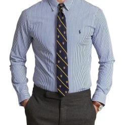 Deals 🌟 Polo Ralph Lauren Slim Fit Striped Stretch Poplin 👚 Shirt In Blue 🤩