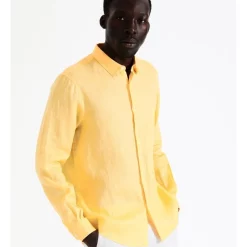Cheap ⭐ Blaq Bondi Linen Long Sleeve Relaxed 👚 Shirt In Yellow 💯