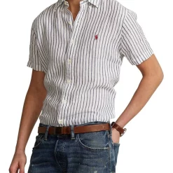 Best reviews of ❤️ Polo Ralph Lauren Classic Fit Striped Linen 👕 Shirt In White 🎁