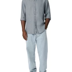 Coupon 🛒 Industrie The Trinidad Linen Long Sleeve 👕 Shirt In Blue ✨ -Industrie Shop unnamed file 619