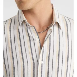 Best deal 🎉 Yd. Greece Linen Blend Stripe 👕 Shirt In Natural 💯 -Industrie Shop unnamed file 638