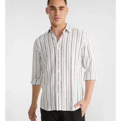Best deal 🎉 Yd. Greece Linen Blend Stripe 👕 Shirt In Natural 💯 -Industrie Shop unnamed file 639