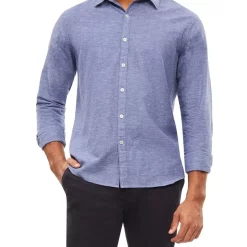 Best Pirce 🔔 Van Heusen Nevertuck Long Sleeve Linen 👕 Shirt In Blue 😍
