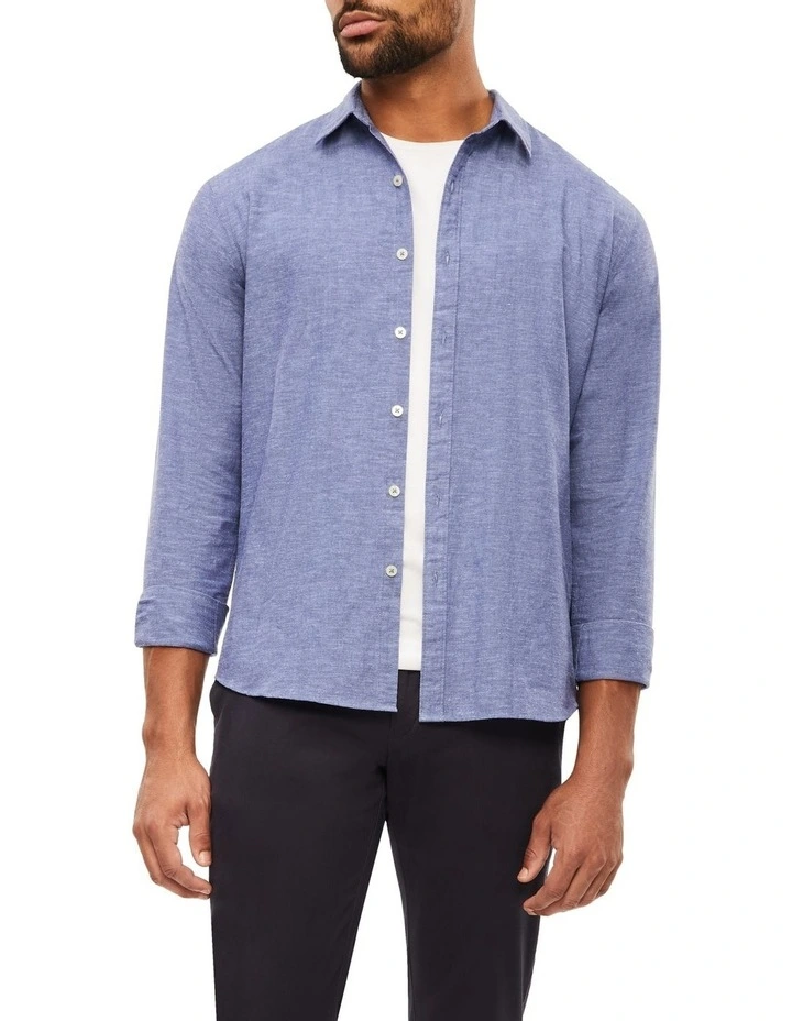 Best Pirce π Van Heusen Nevertuck Long Sleeve Linen π Shirt In Blue π 4 Best Pirce π Van Heusen Nevertuck Long Sleeve Linen π Shirt In Blue π - Image 2