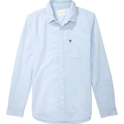 Cheapest 😍 American Eagle Slim Fit Solid Oxford Button-Up 👕 Shirt In Blue ✔️ -Industrie Shop unnamed file 733