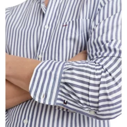 Discount 🌟 Tommy Hilfiger Tencel Bold Stripe Long Sleeve 👚 Shirt In Dark Navy/White ⭐ -Industrie Shop unnamed file 737