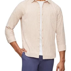 Best reviews of ⭐ Van Heusen Nevertuck Long Sleeve Stripe Linen 👕 Shirt In Brown 🔥 -Industrie Shop unnamed file 744