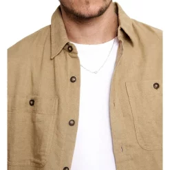 Best Sale 😍 Mr Simple Hemp Double Pocket Long Sleeve 👕 Shirt Brown 🔔 -Industrie Shop unnamed file 784