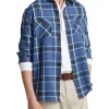 Hot Sale 🎁 Polo Ralph Lauren Classic Fit Plaid Flannel Workshirt In Blue ✔️ -Industrie Shop unnamed file 863
