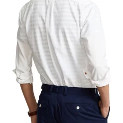Budget ⭐ Polo Ralph Lauren Slim Fit Textured 👚 Shirt In White 🎉 -Industrie Shop unnamed file 868