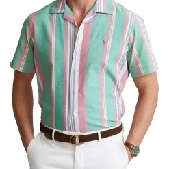 Discount ❤️ Polo Ralph Lauren Classic Fit Striped Oxford Camp 👚 Shirt In Multi 🛒