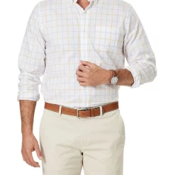 Budget 🔥 Gazman Easy Care Twill Check Long Sleeve 👕 Shirt In White 🔔