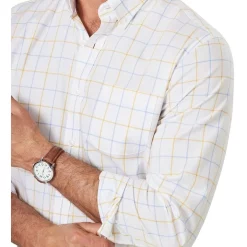 Budget 🔥 Gazman Easy Care Twill Check Long Sleeve 👕 Shirt In White 🔔 -Industrie Shop unnamed file 948