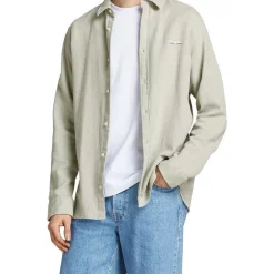 Best Pirce 😉 Jack & Jones Tons 👕 Shirt Long Sleeve In Oil Green 🧨